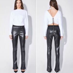 RtA Lais Black Coated Flare Pants